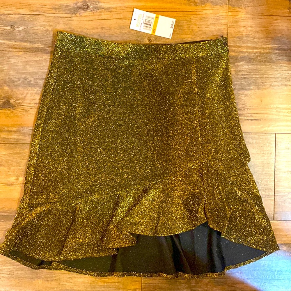 Metallic Gold and Black Michael Kors side zip skirt size small
